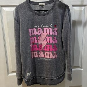Simply Southern Charcoal Sweatshirt comfy one loved mama Medium with hearts